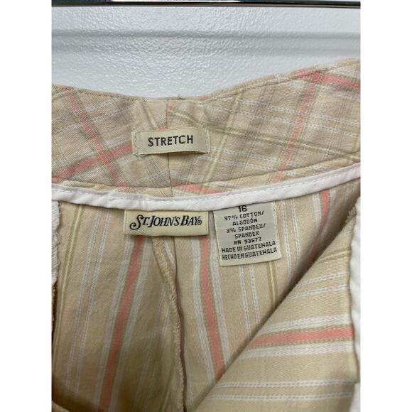 St. John's Bay Stretch Check High Rise Capri Pants Cream Golf Country Club 16 - Picture 5 of 9